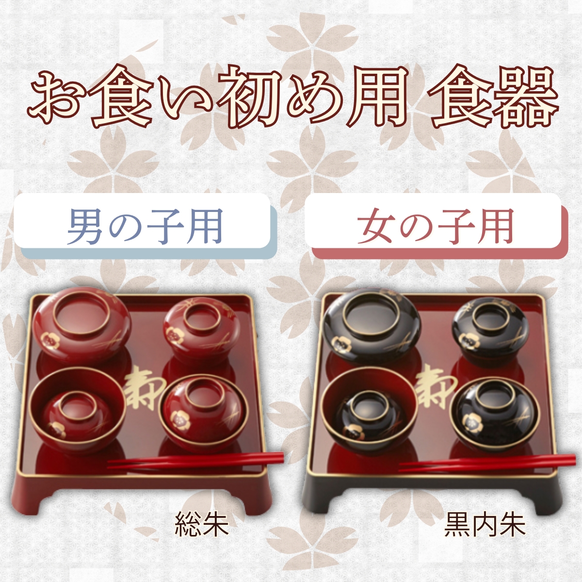 お食い初め用 食器　男の子用 女の子用 (お料理はつきません）